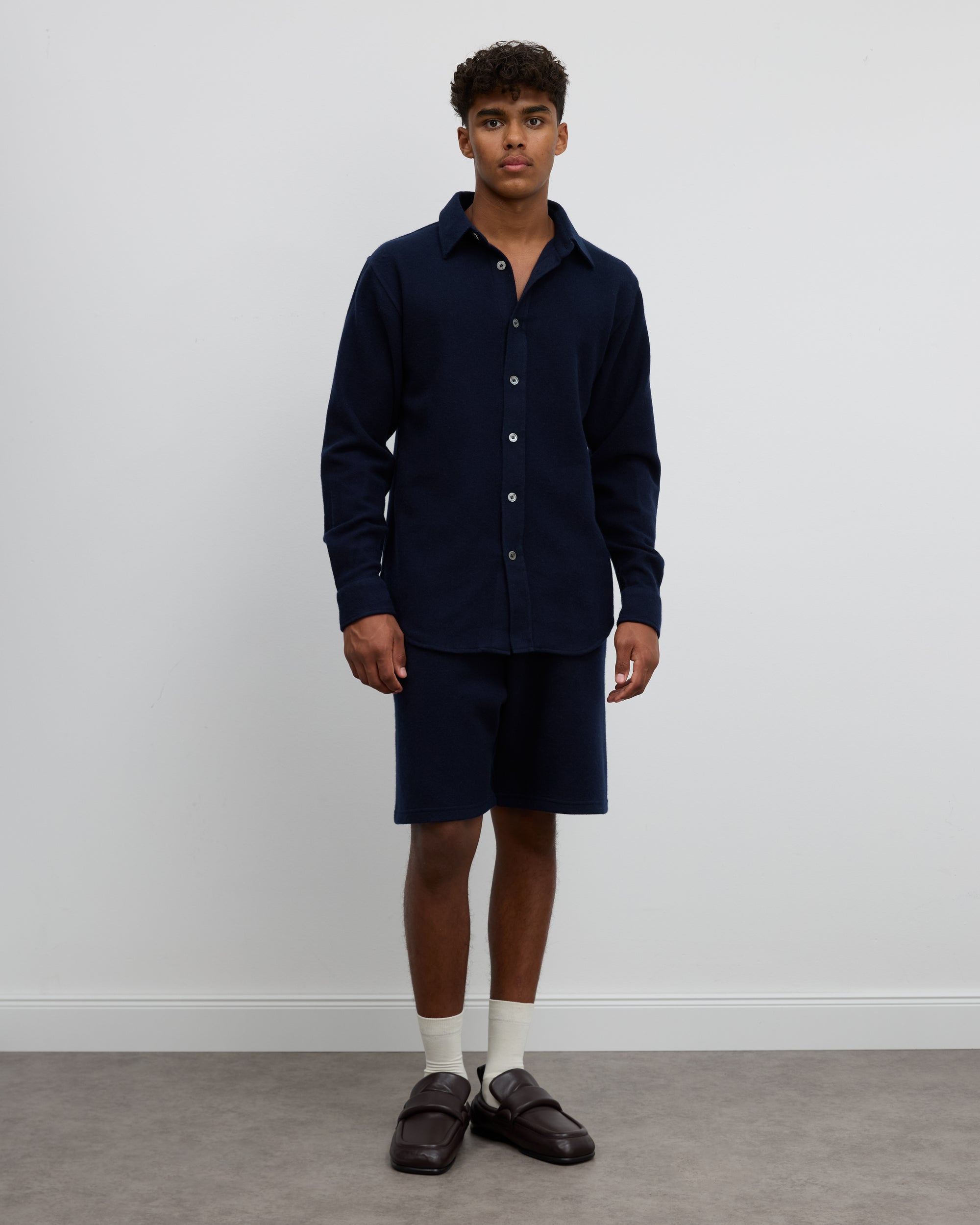 100 Prozent Kaschmir Hemd Farbe Navy