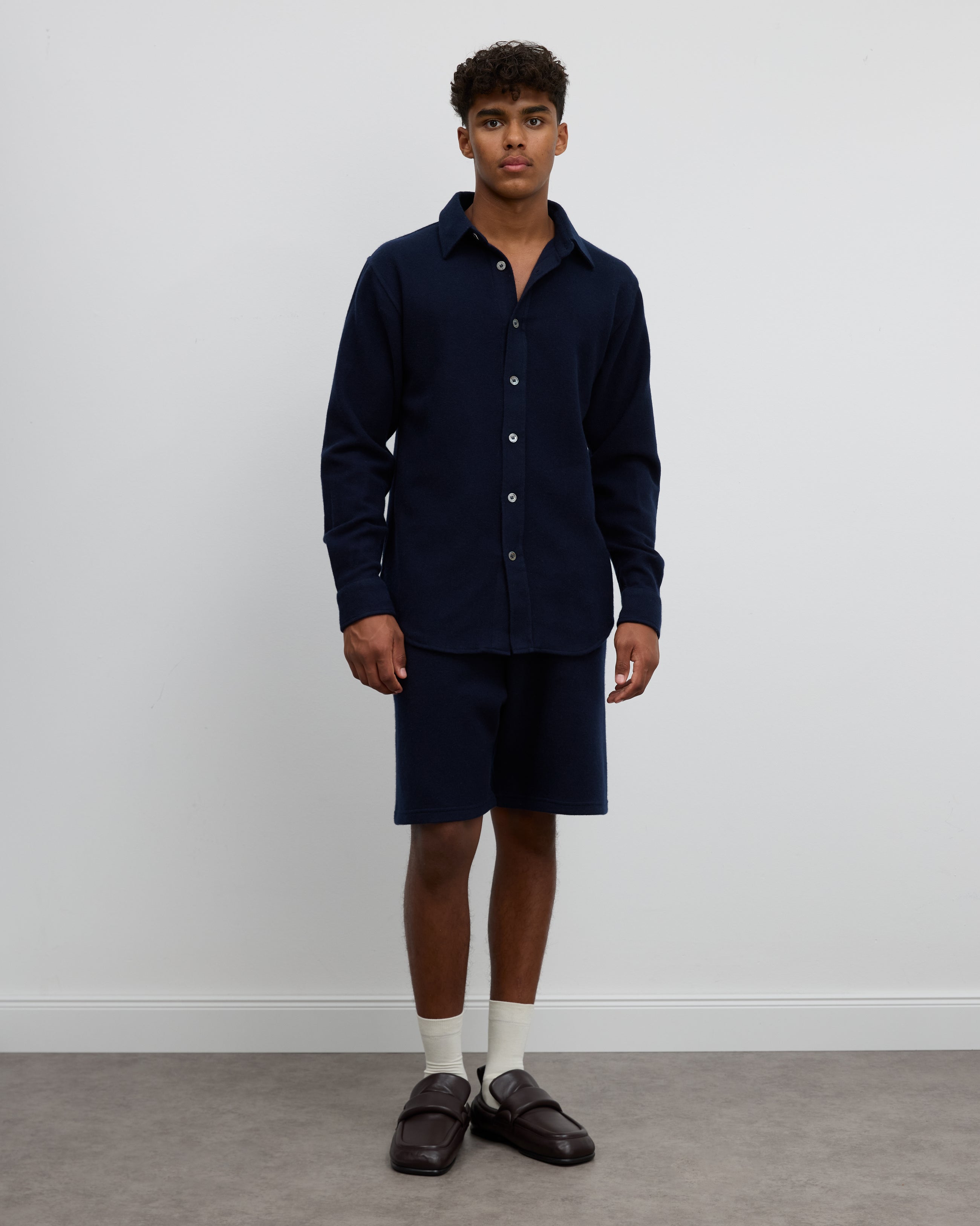 100 Prozent Kaschmir Hemd Farbe Navy