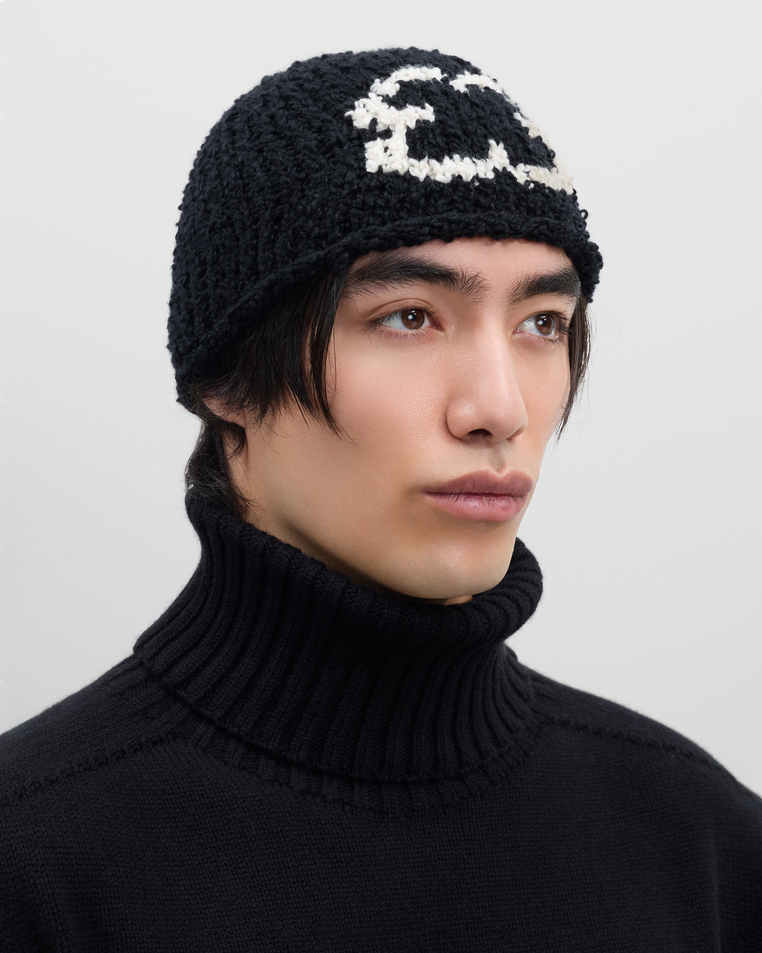 Kaschmir Beanie Black Logo